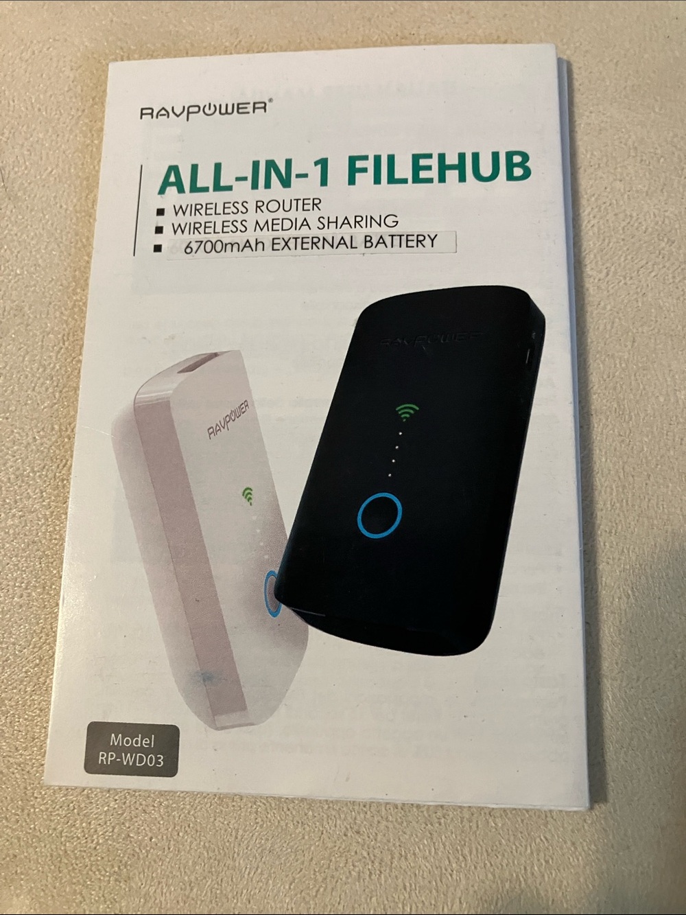 RAVPower All-in-One FileHub Wireless Router Card Reader external battery - Picture 11 of 11